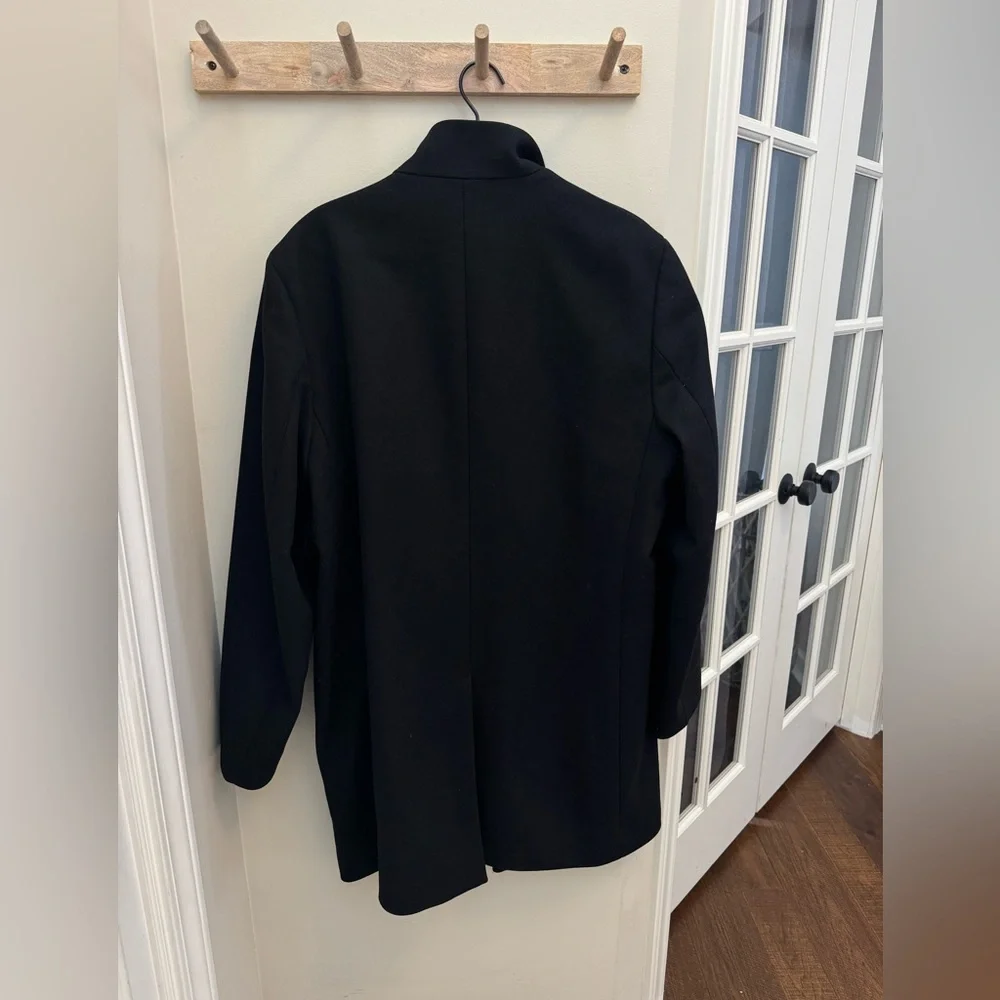 Theory Men’s Belvin Stand Collar Over Coat in Black - Picture 7 of 7